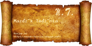Mazák Teónia névjegykártya